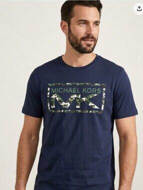 MICHAEL KORS blue/green t-shirt unisex camo logo